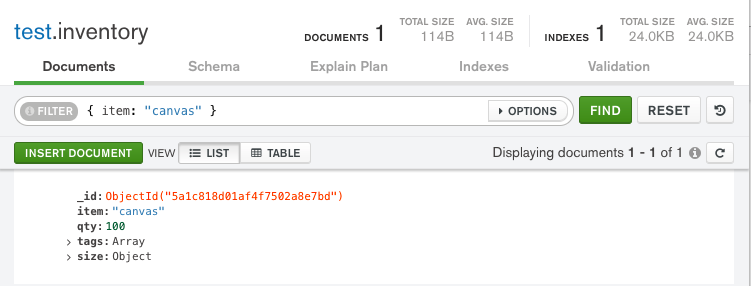Query for matching documents in a collection