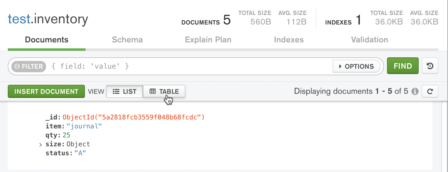 Compass Table View button